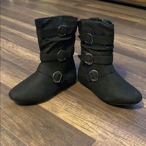 Brand new little girl buckle black boots